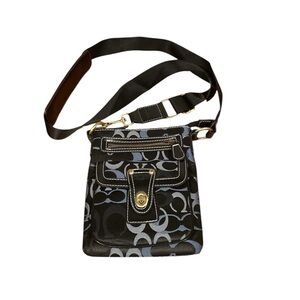 Coach Crossbody Blue/Grey/Black Brass Hardware Y2K